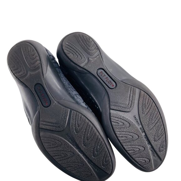 Fly Flot Womens Black Croc Leather Upper Flats Size 37 - Picture 3 of 4